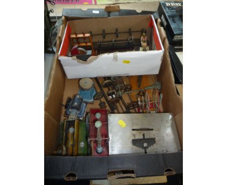 A QUANTITY OF UNBOXED AND ASSORTED MODEL WORKSHOP EQUIPMENT, to include Marklin saw table, Bing grinding wheel, Bing and Plan