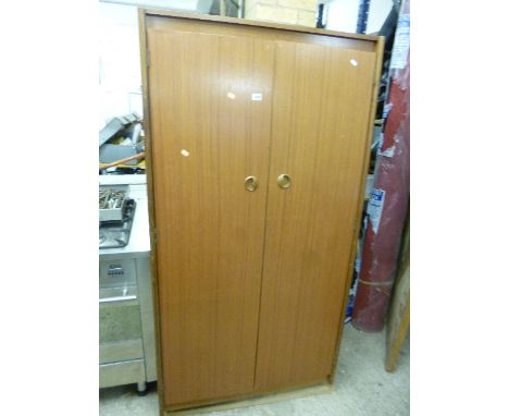 A TEAK TWO DOOR WARDROBE, and a record player in cabinet (2)