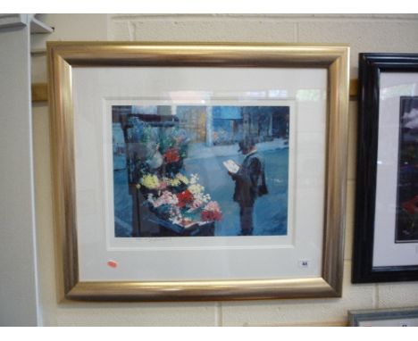 ROLF HARRIS, Flower Seller, signed Limited Edition print, 56/295, 34cm x 46cm