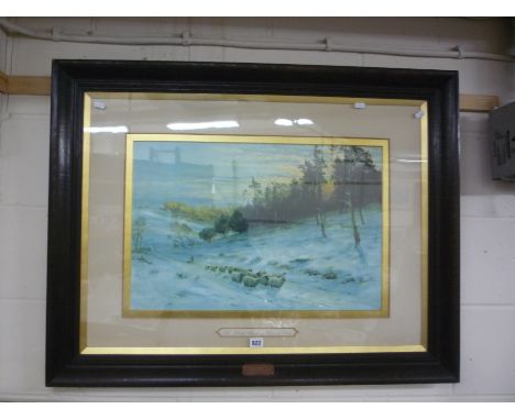 SHARRIN, D., print 'The Silent Shadowy Close of Day', Shepherd and Flock, with plaque on frame, 'Presented to Mr J. Woodward 