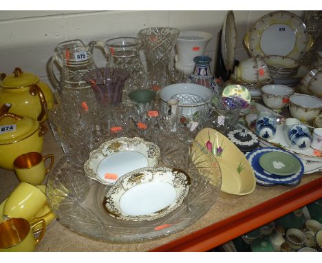 VARIOUS GLASS AND CERAMICS, Derby, W.H. Goss, Noritake, Wedgwood, large paperweight etc