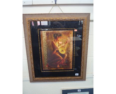 ? TOMAS RUTO ?, Egyptian lady with a stringed instrument, signed Limited Edition print, 317/495, 28cm x 29cm