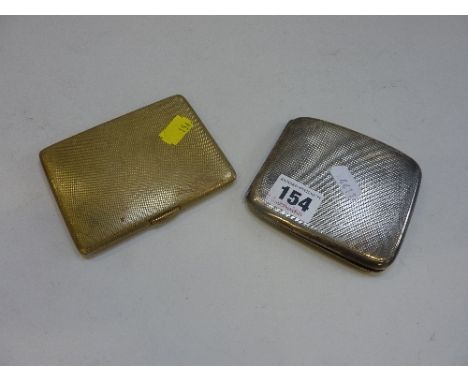 A MAPPIN & WEBB SILVER CIGARETTE CASE, engine turned decoration, Birmingham 1939, approximately 125g, and a gold coloured cas