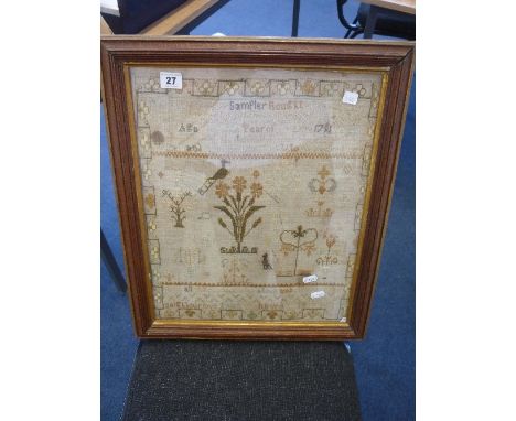 GEORGE III SAMPLER, by Mary Burton, dated 1791, 44cm x 36cm