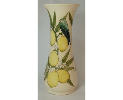 Moorcroft vase decorated woth Birds and lemons, height 31cm