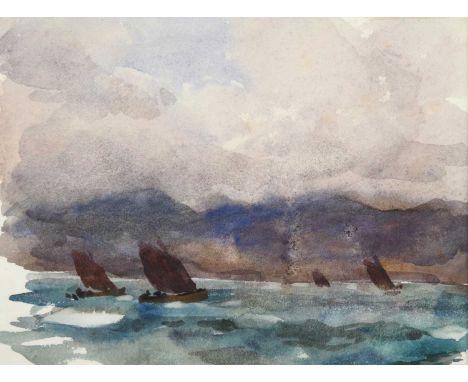 Joseph Richard Bagshawe RBA (1870-1909)Shipping smacks off a coast Watercolour, 11.5cm by 15cm Provenance: Michael Pybus Fine