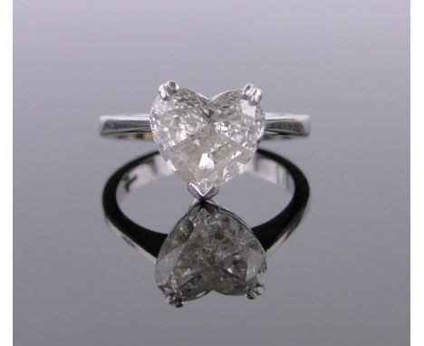 A large 2.5ct heart shaped solitaire diamond ring,18ct white gold settings, diamond measures 9mm x 10.1mm x 4.05mm, together 