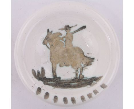 A Pablo Picasso Madoura pottery dish,with design of Don Quixote, diameter 16cm.