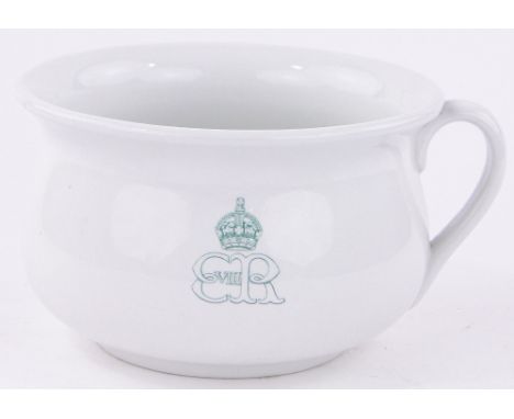 A plain ceramic chamber pot with Edward VIII monogram,thought to have come from the Royal household.