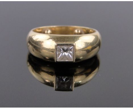 An 18ct gold square-cut solitaire diamond ring,approx. 0.5cts, size M, 7.3g.