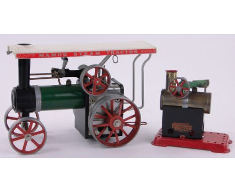A Mamod model steam tractor,length 25cm and a Mamod stationary engine, (2).