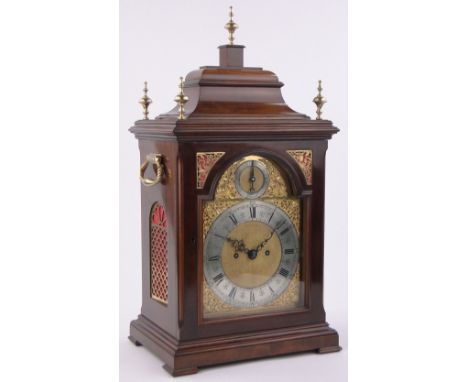 A 19th century mahogany cased striking bracket clock,the 8" brass dial signed Desbois, London, with silvered chapter ring and