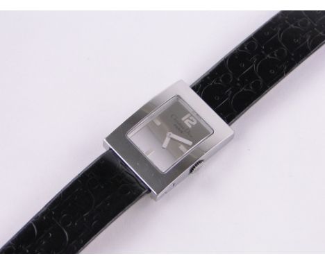 A lady's Christian Dior stainless steel cased wristwatch,with mirrored dial, original strap, case width 20mm, working order.