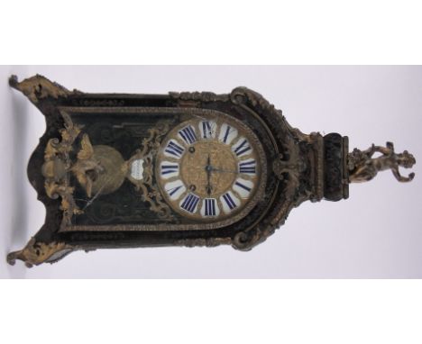 A Louis XVI period boulle marquetry cased mantel clock,for restoration, the tortoiseshell and brass marquetry inlaid case hav