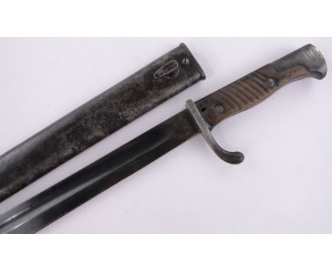 A German First War period sword bayonet,blade marked Simson & Co., Suhl, blade length 36.5cm, original metal scabbard.