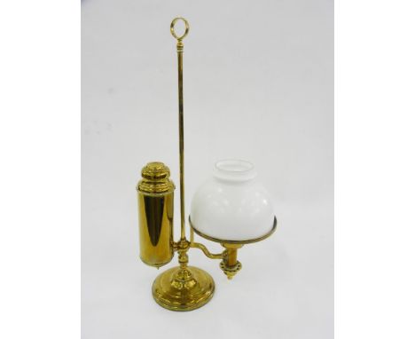 A VICTORIAN BRASS STUDENT'S OIL LAMP, 55CM H