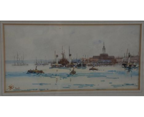 J. R. SMITH AFTER G. MORELAND, THE HORSE FEEDER, ENGRAVING, 41 X 48CM AND 20TH C SCHOOL, HARBOUR SCENE, INDISTINCTLY SIGNED W