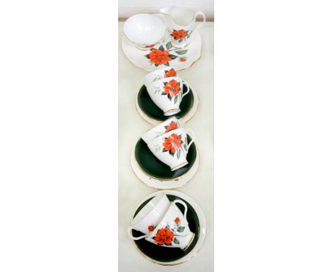 A ROYAL ALBERT TAHITI PATTERN TEA SERVICE, PRINTED MARK 