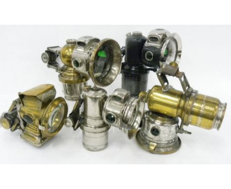A LUCAS CALCIA CLUB NICKEL PLATED BRASS CYCLE LAMP, A LUCAS SILVER KING NICKEL PLATED BRASS CYCLE LANTERN, ANOTHER BY LUCAS, 