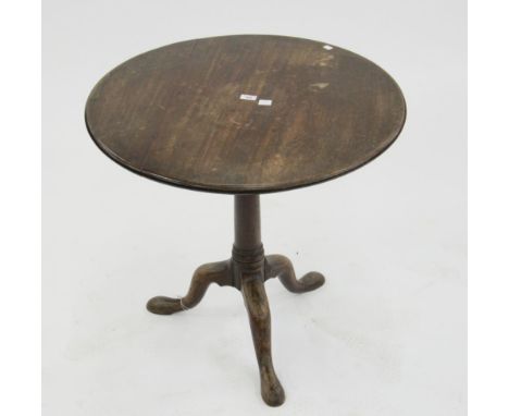 A GEORGE III MAHOGANY TRIPOD TABLE WITH TILT TOP BIRD CAGE ACTION, 72CM H X 76CM D