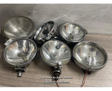 VINTAGE AUTOMOTIVE - SIX ASSORTED LUCAS FOG LIGHTS 
