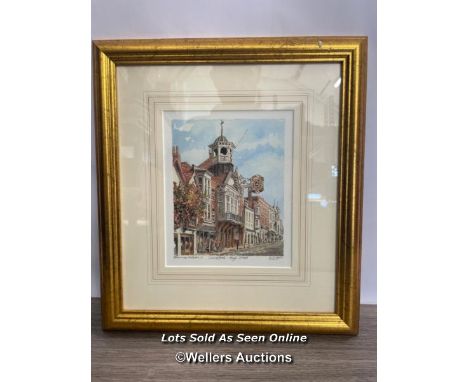 FRAMED &amp; GLAZED PRINT OF GUILDFORD HIGH STREET, 203/800, SIGNED IN PENCIL, 15.5 X 19.5CM 