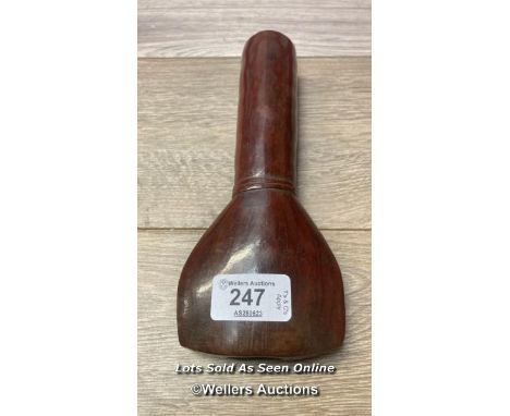 *POSSIBLY ANTIQUE ORIENTAL HEAVY HARDWOOD UNUSUAL SMOKING PIPE 21CM LONG 