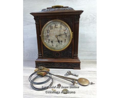 *ANTIQUE W&amp;H WINTERHALDER &amp; HOFMEIER MAHOGANY TING TANG BRACKET MANTEL CLOCK