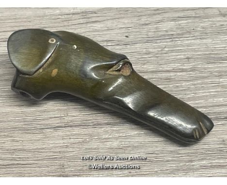 DECORATIVE STICK HANDLE FORMED AS A GREYHOUND, 8CM LONG