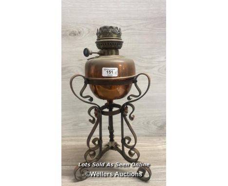 *CAST IRON AND COPPER OIL LAMP