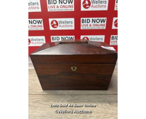 *ANTIQUE MAHOGANY SARCOPHAGUS SHAPED TEA CADDY VICTORIAN ERA LOCK &amp; KEY [319]