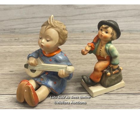 TWO GOEBEL HUMMEL FIGURES: MERRY WANDERER AND GIRL WITH BANJO