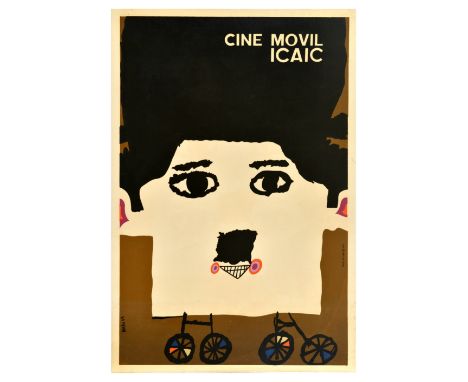 Original vintage advertising poster for Icaic Mobile Cinema /  Cine Movil Icaic - Design by Eduardo Munoz Bachs (1937–2001) f