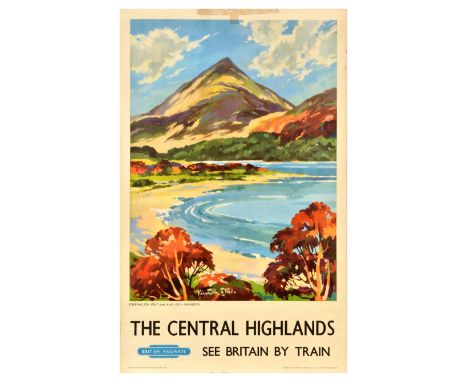Original vintage train travel poster by British Railways for The Central Highlands from the series See Britain By Train featu