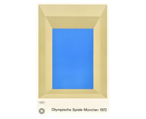 Original vintage sport poster for the 1972 Summer Olympic Games in Munich Germany featuring a colourful illustration by Josef