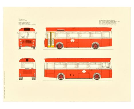 Original vintage London Transport Design Manual poster featuring an illustration of BL type bus showing front, rear and side 