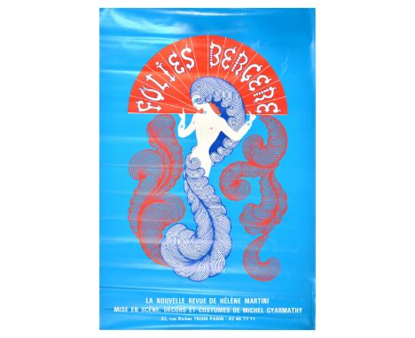 Original vintage advertising poster for a show at the famous French cabaret music hall Folies Bergere - The new revue by Hele