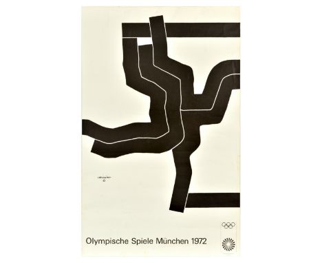 Original vintage sports poster for the 1972 Summer Olympics in Munich (Olympische Spiele Munchen) designed by Eduardo Chillid