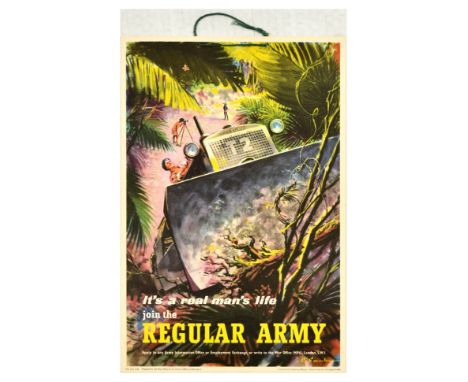 Original vintage British Army recruitment poster - It's a real man's life Join the Regular Army - featuring a dynamic image o