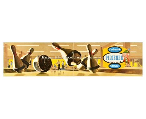 Original vintage advertising poster for Labatt's Pilsener Lager Beer - Enjoy life's exciting moments - featuring a view of tu