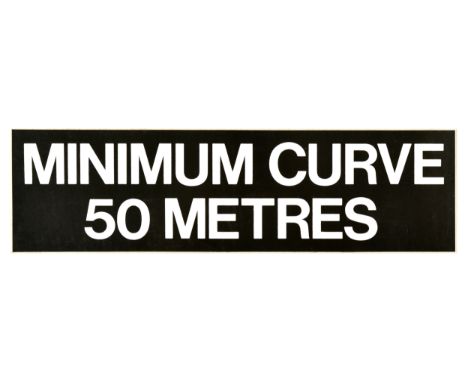 Set of 14 items - 13 original vintage railway stickers and 1 poster. 1. Minimum Curve 50 Metres - white lettering on black ba