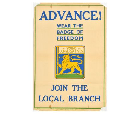 Original vintage propaganda poster - Advance! Wear the badge of freedom. Join the local branch - featuring an illustration of