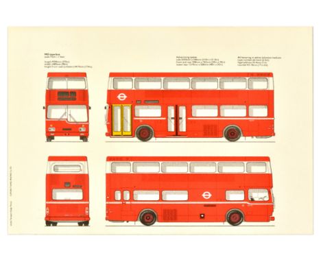 Original vintage London Transport Design Manual poster featuring an illustration of the iconic design of the double-decker bu