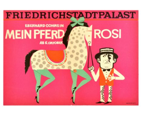 Original vintage advertising poster for Eberhard Cohrs in My Horse Rosi / Mein Pferd Rosi show at Friedrichstadtpalast, featu