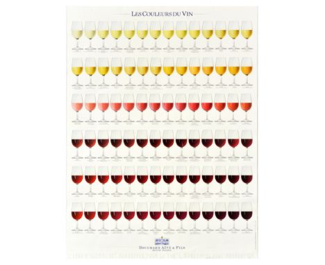 Original vintage drink advertising poster Les Couleurs du Vin / The colours of wine by Bouchard Aine &amp; Fils featuring ima