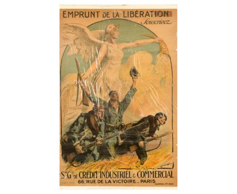 Original antique World War One poster for the Liberation Loan / Emprunt de la Liberation with General Company of Industrial a