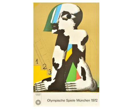 Original vintage sports poster for the 1972 Summer Olympics in Munich (Olympische Spiele Munchen) designed by artist Horst An