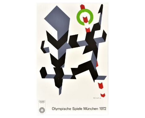 Original vintage sports poster for the 1972 Summer Olympics in Munich (Olympische Spiele Munchen) designed by Allan D'Arcange