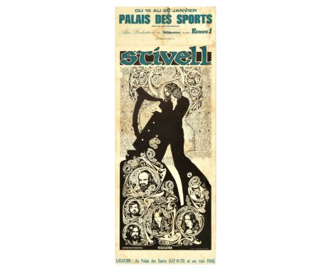 Original vintage music poster advertising an Alan Stivell (b.1944) concert that took place from January 16 to 26 Palais Des S