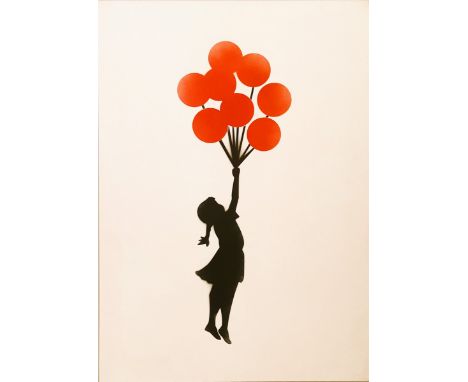 BANKSY DISMALAND– D’APRESGirl with BallonsBombe aérosol et pochoir sur toile, signé et numéroté à 50 exemplaires (le nôtre 40